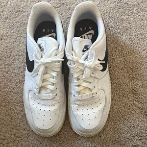 Nike AF1 White Sneakers with Black Swoosh - Low Top
